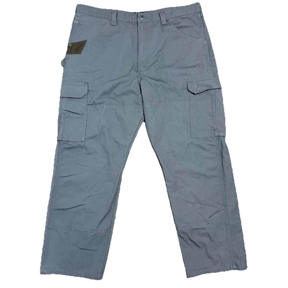 Wrangler Gray Workwear Canvas Double Knee Cargo Carpenter Pants Mens 40 x 30